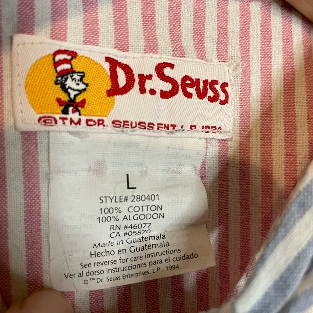 VTG 1994 Dr Seuss Cat in the Hat striped toddler dress sz L - Picture 8 of 8
